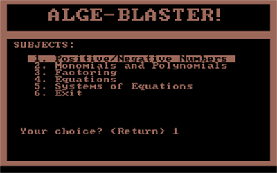 Alge-Blaster! - Screenshot - Game Select Image