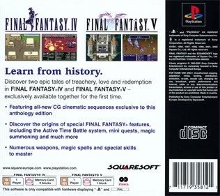 Final Fantasy Anthology: European Edition - Box - Back Image