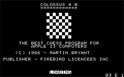 Colossus Chess IV - Screenshot - Game Title Image