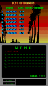 Out Run (Mega-Tech) - Screenshot - High Scores Image