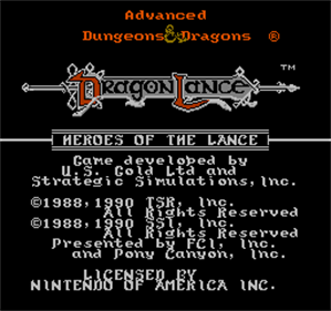Advanced Dungeons & Dragons: Heroes of the Lance - Screenshot - Game Title Image