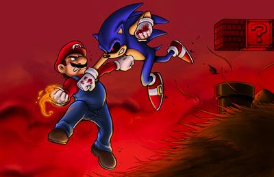 Mario vs. SONIC.EXE - Fanart - Background Image