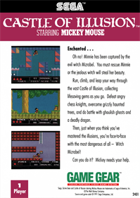 Castle of Illusion Starring Mickey Mouse - Box - Back Image