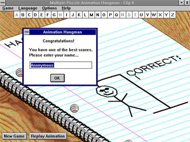 Animation Hangman - Screenshot - High Scores Image