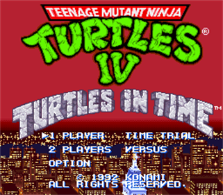 Teenage Mutant Ninja Turtles IV: Turtles in Time - Screenshot - Game Title Image