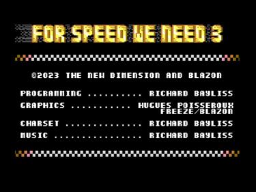 For Speed We Need 3 - Screenshot - Game Title Image