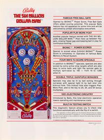 The Six Million Dollar Man - Advertisement Flyer - Back