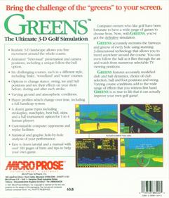 Greens: The Ultimate 3-D Golf Simulation - Box - Back Image