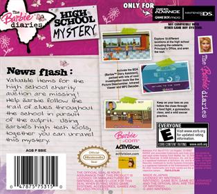 The Barbie Diaries: High School Mystery - Box - Back Image