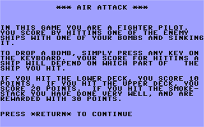Air Attack (Datamost) - Screenshot - Game Title Image