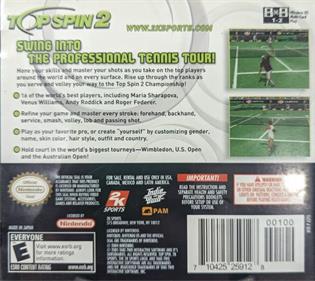 Top Spin 2 - Box - Back Image