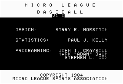 MicroLeague Baseball - Screenshot - Game Title Image