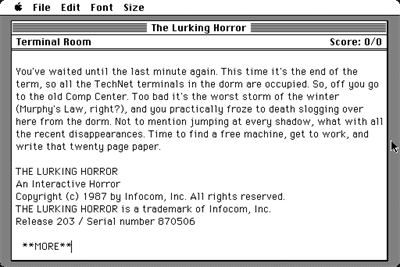 The Lurking Horror - Screenshot - Game Title Image