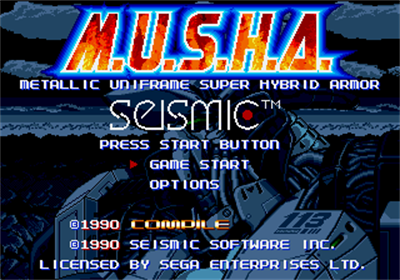 MUSHA: Metallic Uniframe Super Hybrid Armor - Screenshot - Game Title Image