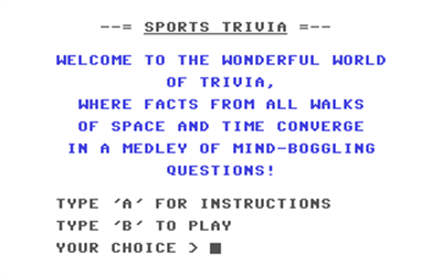 The Game of Trivia: Sports Trivia - Screenshot - Game Title Image