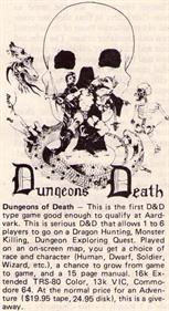 Dungeons of Death - Advertisement Flyer - Front Image