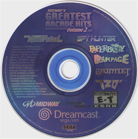 Midway's Greatest Arcade Hits Volume 2 - Disc Image