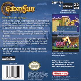 Golden Sun: The Lost Age - Box - Back Image