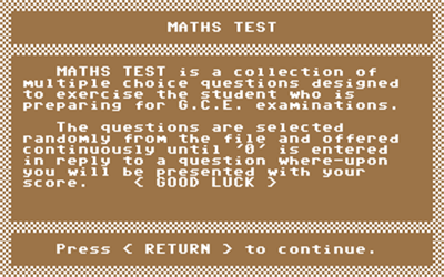 Mathematics 'O' Level - Screenshot - Game Title Image