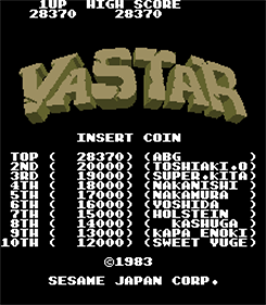 Vastar - Screenshot - High Scores Image