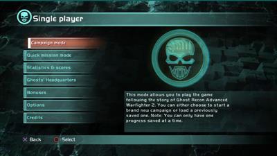 Tom Clancy's Ghost Recon: Advanced Warfighter 2 - Screenshot - Game Select Image