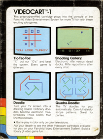 Videocart-1: Tic-Tac-Toe & Shooting Gallery & Doodle & Quadra-Doodle - Box - Back Image