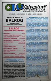 Balrog - Box - Back Image
