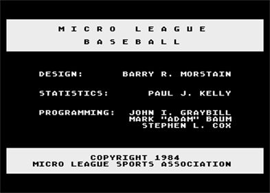 Micro League Baseball - Screenshot - Game Title Image