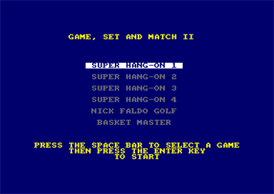 Game Set and Match 2 - Screenshot - Game Select Image