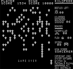 Kilopede - Screenshot - Game Over Image