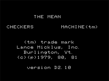 The Mean Checkers Machine - Screenshot - Game Title Image