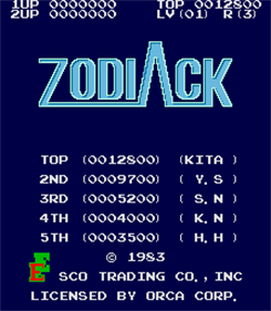Zodiack - Screenshot - High Scores Image