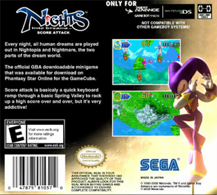 NiGHTS into Dreams: Score Attack - Box - Back Image