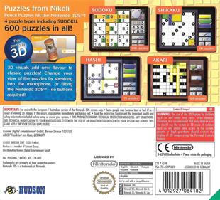 Nikoli's Pencil Puzzle - Box - Back Image