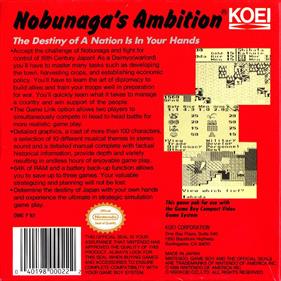 Nobunaga's Ambition - Box - Back Image