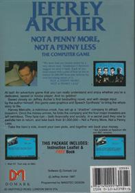 Jeffrey Archer: Not a Penny More, Not a Penny Less: The Computer Game - Box - Back Image