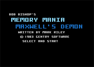 Maxwell's Demon and Memory Mania - Screenshot - Game Title Image