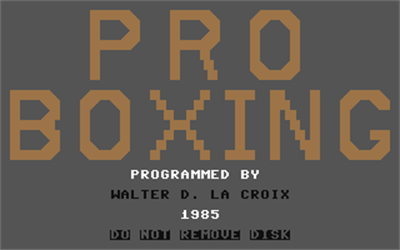 Pro Boxing - Screenshot - Game Title Image