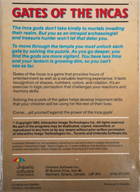 Gates of the Incas - Box - Back Image