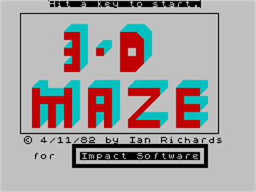 3-D Maze (Impact Software) - Screenshot - Game Title Image