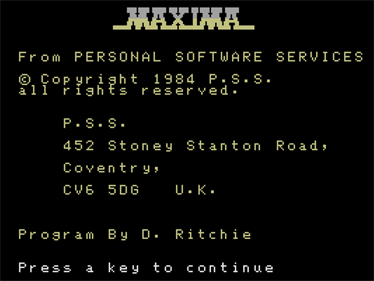Maxima - Screenshot - Game Title Image