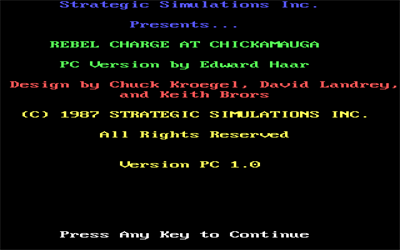 Rebel Charge at Chickamauga - Screenshot - Game Title Image