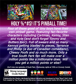 South Park: Super Sweet Pinball - Box - Back Image