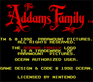 The Addams Family - Screenshot - Game Title Image