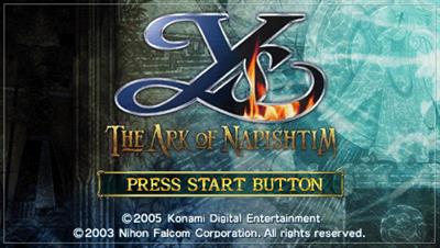 Ys: The Ark of Napishtim - Screenshot - Game Title Image