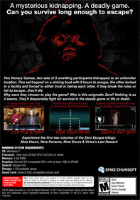 Zero Escape: The Nonary Games - Fanart - Box - Back Image