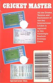 Cricket Master - Box - Back Image