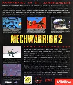 MechWarrior 2: Limited Edition - Box - Back