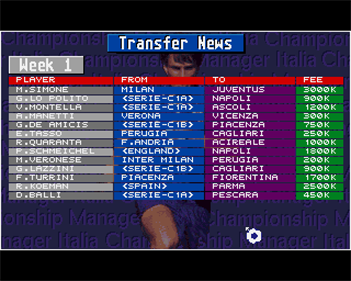 Championship Manager Italia '95 - Screenshot - Gameplay