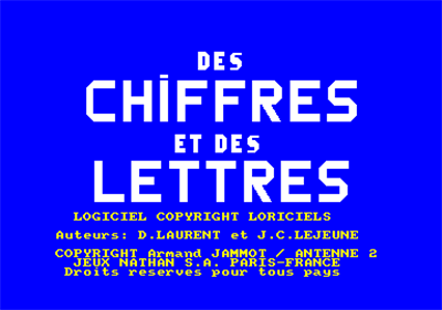 Des Chiffres et des Lettres - Screenshot - Game Title Image